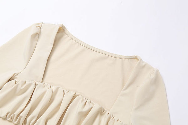 Solid Sportswear Pleated Yoga Set Gym Fitness Tracksuit Long Sleeve Rushed Crop Top Shorts Suit Outdoor Sports Workout Suit | Vimost Shop.