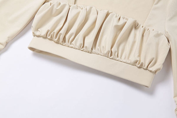 Solid Sportswear Pleated Yoga Set Gym Fitness Tracksuit Long Sleeve Rushed Crop Top Shorts Suit Outdoor Sports Workout Suit | Vimost Shop.