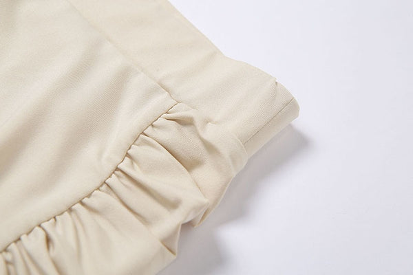 Solid Sportswear Pleated Yoga Set Gym Fitness Tracksuit Long Sleeve Rushed Crop Top Shorts Suit Outdoor Sports Workout Suit | Vimost Shop.