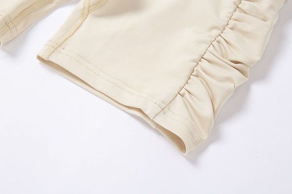 Solid Sportswear Pleated Yoga Set Gym Fitness Tracksuit Long Sleeve Rushed Crop Top Shorts Suit Outdoor Sports Workout Suit | Vimost Shop.