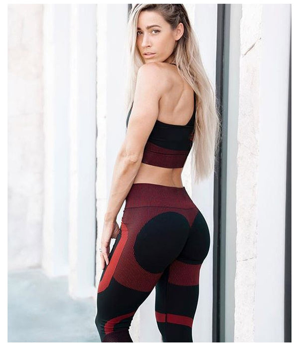 Autumn Patchwork Yoga Leggings High Elastics Pants For Women High Waist Hips Lifting Fitness Trousers Energy Fitness Sportswear | Vimost Shop.