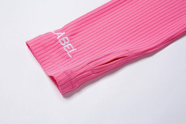 Autumn Solid Ribbing Two Piece Set Tracksuit For Women Fashion Long Sleeve Front Zipper Crop Top Leggings Jogging Sports Suit | Vimost Shop.