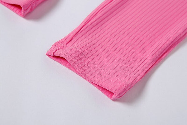 Autumn Solid Ribbing Two Piece Set Tracksuit For Women Fashion Long Sleeve Front Zipper Crop Top Leggings Jogging Sports Suit | Vimost Shop.