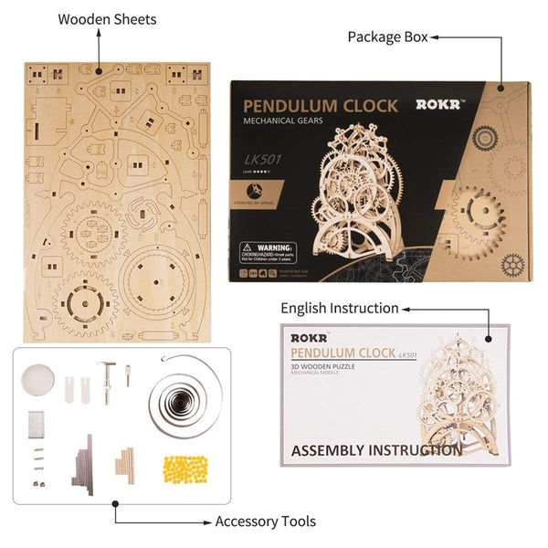 ROKR DIY 3D Wooden Puzzle Gear Model Building Kit Toys Gift for Children Teens | Vimost Shop.