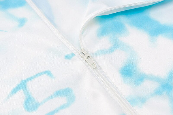 Tie Dye Print Jumpsuit Women Long Sleeve Front Zipper Top Shorts One Piece Tracksuit Workout Push Gym Sports Sexy One Piece | Vimost Shop.