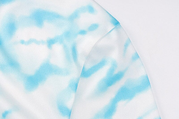 Tie Dye Print Jumpsuit Women Long Sleeve Front Zipper Top Shorts One Piece Tracksuit Workout Push Gym Sports Sexy One Piece | Vimost Shop.