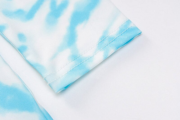 Tie Dye Print Jumpsuit Women Long Sleeve Front Zipper Top Shorts One Piece Tracksuit Workout Push Gym Sports Sexy One Piece | Vimost Shop.