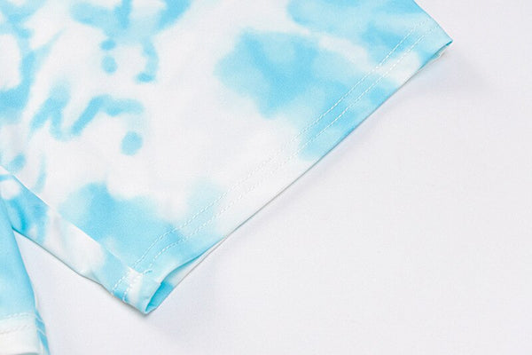 Tie Dye Print Jumpsuit Women Long Sleeve Front Zipper Top Shorts One Piece Tracksuit Workout Push Gym Sports Sexy One Piece | Vimost Shop.