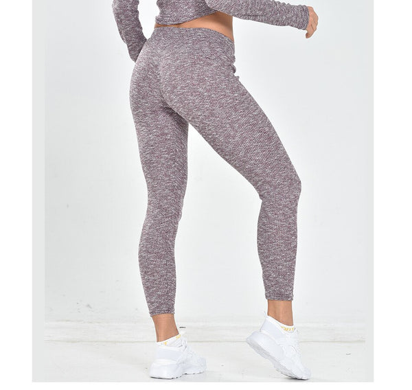 Gym Yoga Suit Ribbing Hoodie Long Sleeve Leggings Two Piece Set Fitness Sportswear Seamless Running Workout Training Tracksuit | Vimost Shop.