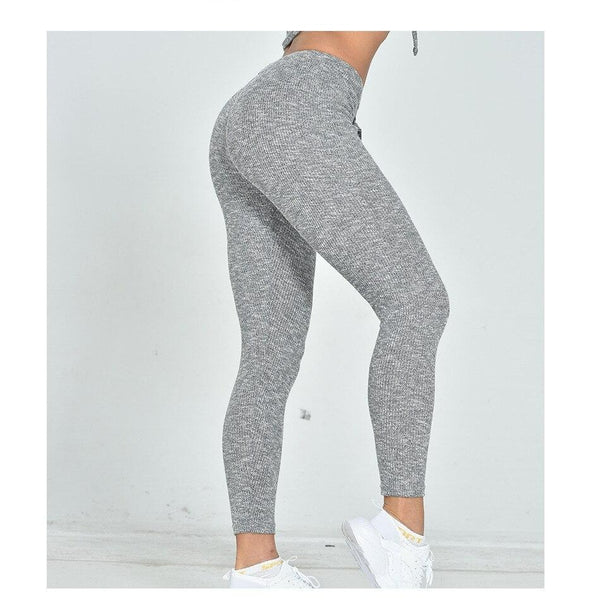Gym Yoga Suit Ribbing Hoodie Long Sleeve Leggings Two Piece Set Fitness Sportswear Seamless Running Workout Training Tracksuit | Vimost Shop.