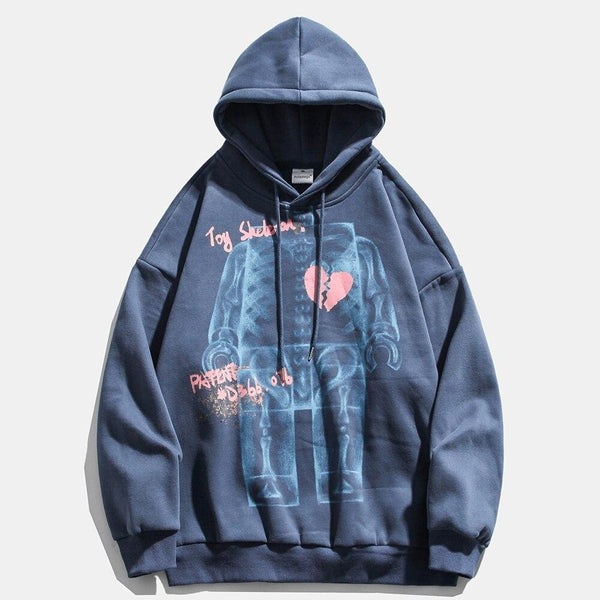 Hoodies Men Bone Letter Printed Streetwear Men Casual Hooded Vintage Harajuku Hip Hop Couple Sweatshirt Pullover Autumn