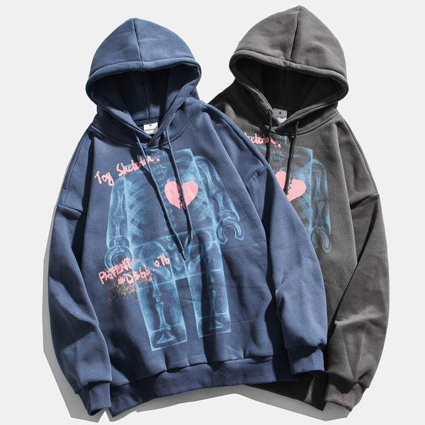 Hoodies Men Bone Letter Printed Streetwear Men Casual Hooded Vintage Harajuku Hip Hop Couple Sweatshirt Pullover Autumn
