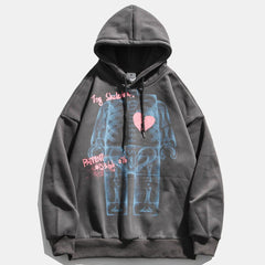 Hoodies Men Bone Letter Printed Streetwear Men Casual Hooded Vintage Harajuku Hip Hop Couple Sweatshirt Pullover Autumn