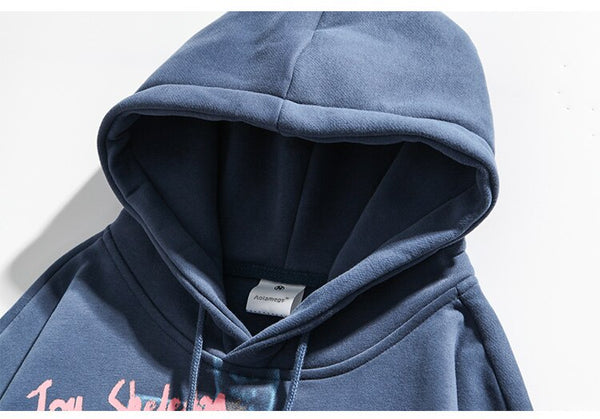 Hoodies Men Bone Letter Printed Streetwear Men Casual Hooded Vintage Harajuku Hip Hop Couple Sweatshirt Pullover Autumn