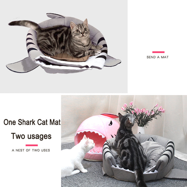 Willstar Pet Cat Bed House Gray Shark Shape Kennel Dog Warm Sleeping Mat Comfortable Beds for Small Large Pets | Vimost Shop.