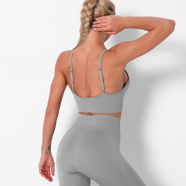 Seamless Sports Gym Bra Crop Top Push Up Workout Beauty Back Solid Top Shockproof Training Fitness Running Vest Crop Casual Top | Vimost Shop.