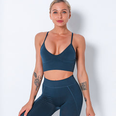 Seamless Sports Gym Bra Crop Top Push Up Workout Beauty Back Solid Top Shockproof Training Fitness Running Vest Crop Casual Top