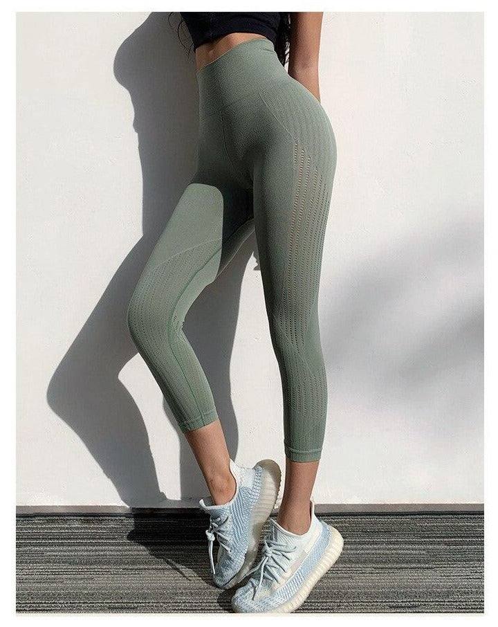 Seamless Gym Yoga Leggings Fashion Hollow Out Hips Lifting Workout Pants Push Up Running Fitness Sports Pants Women Clothing | Vimost Shop.