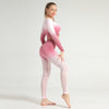 Ombre Seamless 2 PCS Set Women Sport Suit Gym Workout Long Sleeve Shirts Fitness Crop Top Scrunch Butt Leggings Hollow Yoga Set | Vimost Shop.