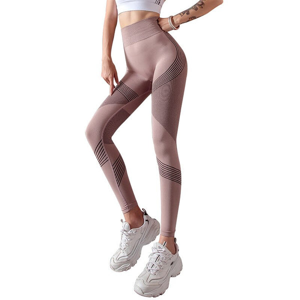 Striped Leggings Women High Waist Yoga Pants Fashion High Elastic Push Up Work Out Pants For Women Jogging Pants Hips Lifting | Vimost Shop.