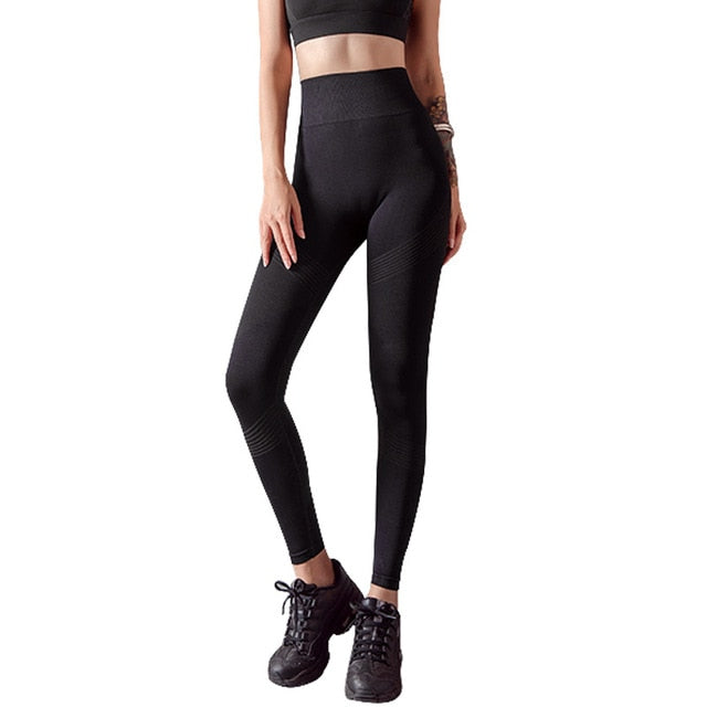 Striped Leggings Women High Waist Yoga Pants Fashion High Elastic Push Up Work Out Pants For Women Jogging Pants Hips Lifting | Vimost Shop.