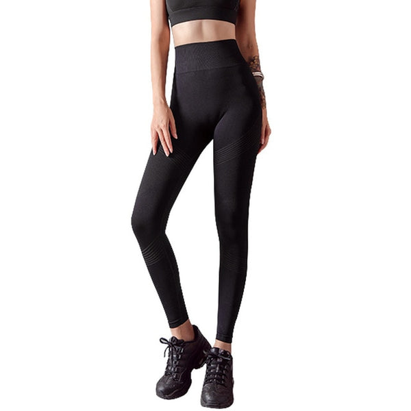 Striped Leggings Women High Waist Yoga Pants Fashion High Elastic Push Up Work Out Pants For Women Jogging Pants Hips Lifting | Vimost Shop.