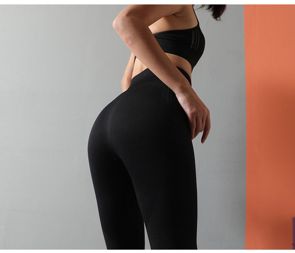 Striped Leggings Women High Waist Yoga Pants Fashion High Elastic Push Up Work Out Pants For Women Jogging Pants Hips Lifting | Vimost Shop.