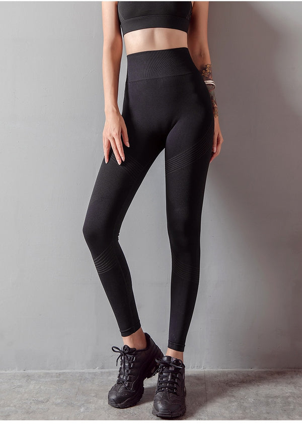 Striped Leggings Women High Waist Yoga Pants Fashion High Elastic Push Up Work Out Pants For Women Jogging Pants Hips Lifting | Vimost Shop.