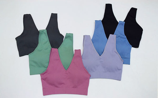 Seamless Solid Sports Gym Bra Crop Top Push Up Workout Beauty Back Top Shockproof Training Fitness Running Vest Shirt | Vimost Shop.