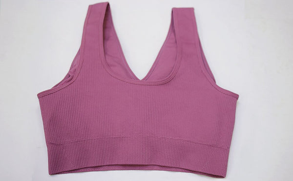 Seamless Solid Sports Gym Bra Crop Top Push Up Workout Beauty Back Top Shockproof Training Fitness Running Vest Shirt | Vimost Shop.