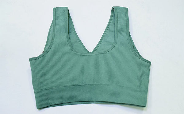 Seamless Solid Sports Gym Bra Crop Top Push Up Workout Beauty Back Top Shockproof Training Fitness Running Vest Shirt | Vimost Shop.