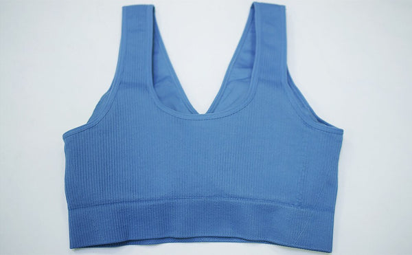 Seamless Solid Sports Gym Bra Crop Top Push Up Workout Beauty Back Top Shockproof Training Fitness Running Vest Shirt | Vimost Shop.