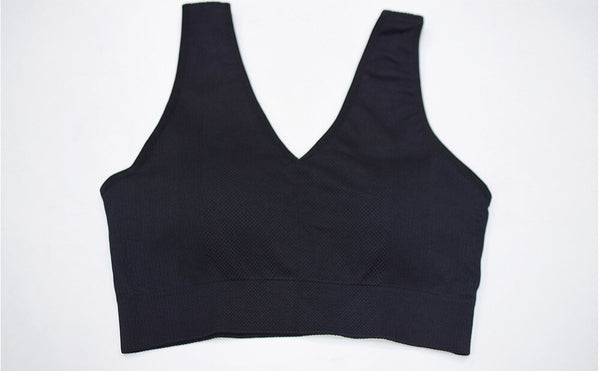 Seamless Solid Sports Gym Bra Crop Top Push Up Workout Beauty Back Top Shockproof Training Fitness Running Vest Shirt | Vimost Shop.