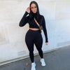 Autumn Women Yoga Set Mock Neck Long Sleeve Crop Top Fitness Leggings Pants Gym Workout Outdoor Sports Suits Active Wear | Vimost Shop.