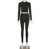 Autumn Women Yoga Set Mock Neck Long Sleeve Crop Top Fitness Leggings Pants Gym Workout Outdoor Sports Suits Active Wear | Vimost Shop.
