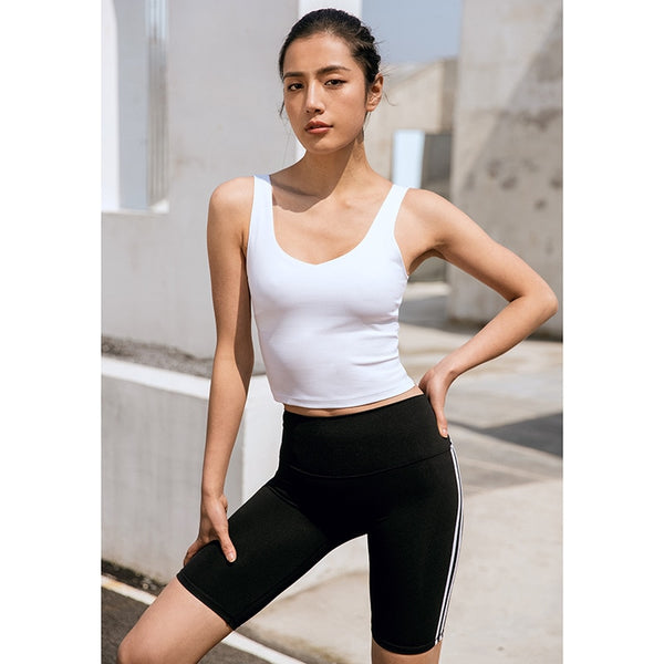 Striped Seamless Yoga Shorts Biker High Elastics Hip Lifting Shorts Workout Push Up Gym Running Shorts Casual Female Outfits | Vimost Shop.