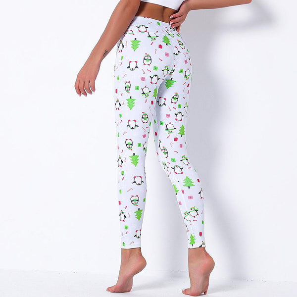 Seamless Christmas Print High Elastics Yoga Pants High Waist Hips Lifting Gym Fitness Female Sports Breathable Jogging Pants | Vimost Shop.