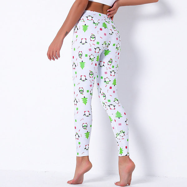 Seamless Christmas Print High Elastics Yoga Pants High Waist Hips Lifting Gym Fitness Female Sports Breathable Jogging Pants | Vimost Shop.