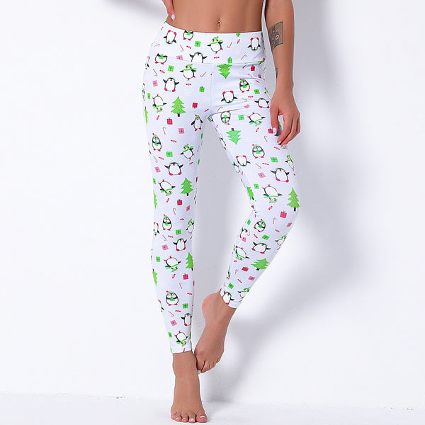 Seamless Christmas Print High Elastics Yoga Pants High Waist Hips Lifting Gym Fitness Female Sports Breathable Jogging Pants | Vimost Shop.