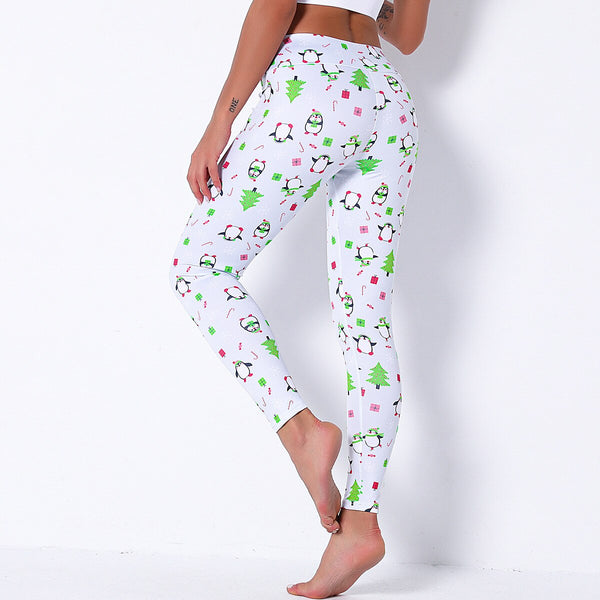 Seamless Christmas Print High Elastics Yoga Pants High Waist Hips Lifting Gym Fitness Female Sports Breathable Jogging Pants | Vimost Shop.
