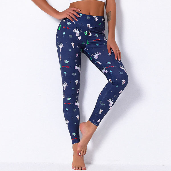 Seamless Christmas Print High Elastics Yoga Pants High Waist Hips Lifting Gym Fitness Female Sports Breathable Jogging Pants | Vimost Shop.
