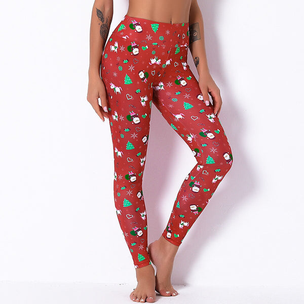Seamless Christmas Print High Elastics Yoga Pants High Waist Hips Lifting Gym Fitness Female Sports Breathable Jogging Pants | Vimost Shop.
