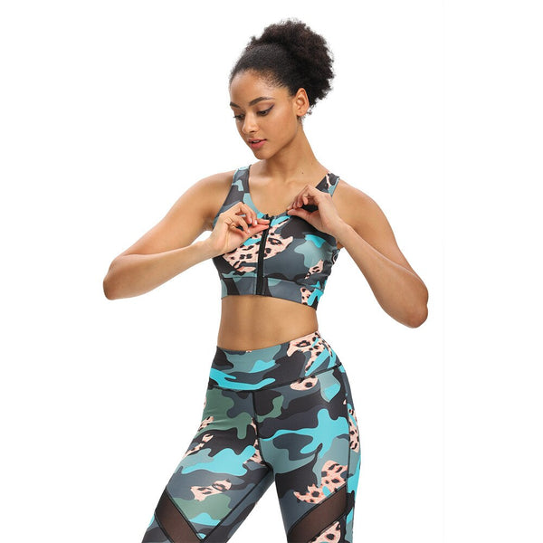Seamless Camo Print Yoga Suit Gym Fitness Sports Tracksuit Tank Crop Top Hips Lifting Leggings Fashion Outdoor Suit | Vimost Shop.