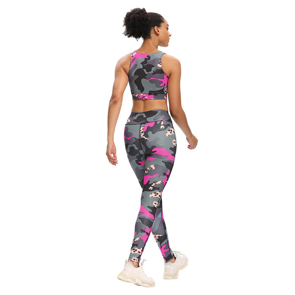 Seamless Camo Print Yoga Suit Gym Fitness Sports Tracksuit Tank Crop Top Hips Lifting Leggings Fashion Outdoor Suit | Vimost Shop.