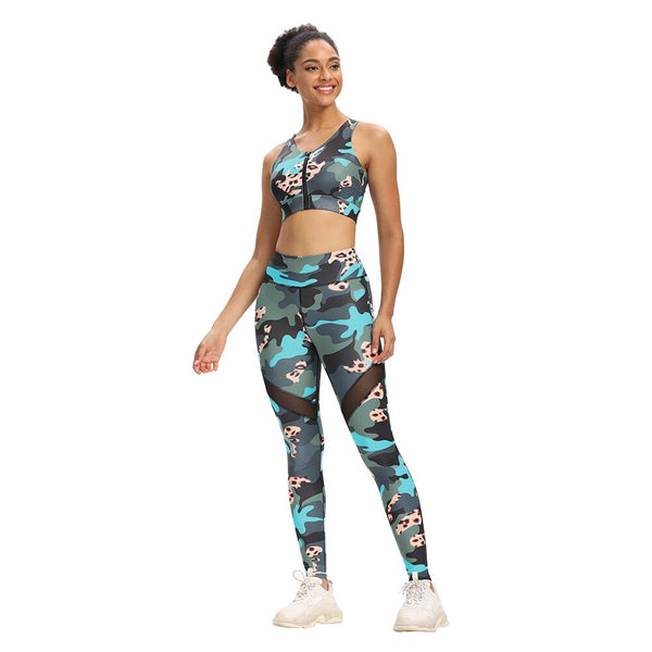 Seamless Camo Print Yoga Suit Gym Fitness Sports Tracksuit Tank Crop Top Hips Lifting Leggings Fashion Outdoor Suit | Vimost Shop.