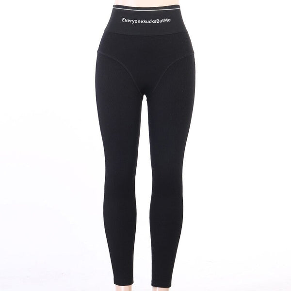 Seamless Ribbed High Elastic Yoga Leggings Letter Print High Wasit Yoga Shorts Gym Fitness Sports Energy Running Fashion Trouser | Vimost Shop.