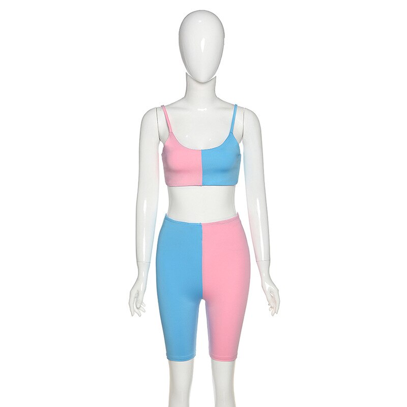 Seamless Patchwork Yoga Tracksuit Set Women Gym Clothing Sleeves Crop Top Shorts Sexy Fitness Sportswear Running Workout Suit | Vimost Shop.