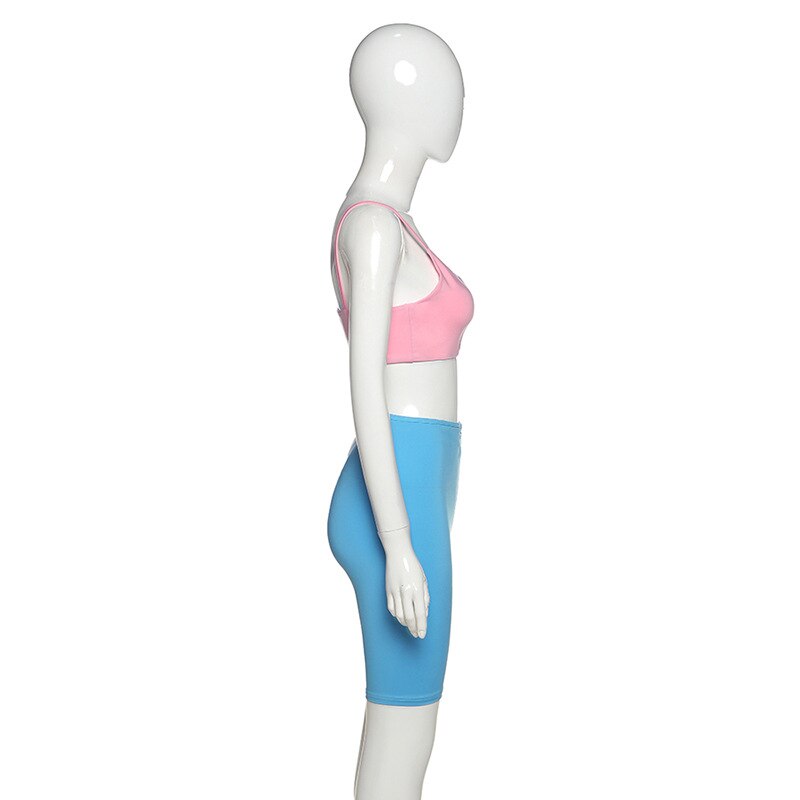 Seamless Patchwork Yoga Tracksuit Set Women Gym Clothing Sleeves Crop Top Shorts Sexy Fitness Sportswear Running Workout Suit | Vimost Shop.