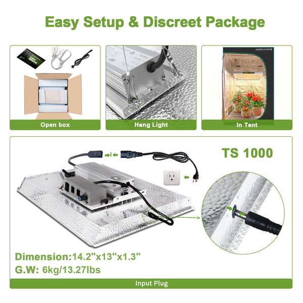 TS 1000W LED Grow Light Full Spectrum Best for Hydro Plant Veg Flower Hydroponics | Vimost Shop.