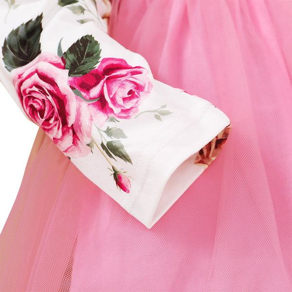 Ruffle Lace Floral Baby Girls Tutu Dress Fall Cotton Long Sleeve Cute Girls Kids mini Dresses Casual O neck Toddler Clothing D30 | Vimost Shop.